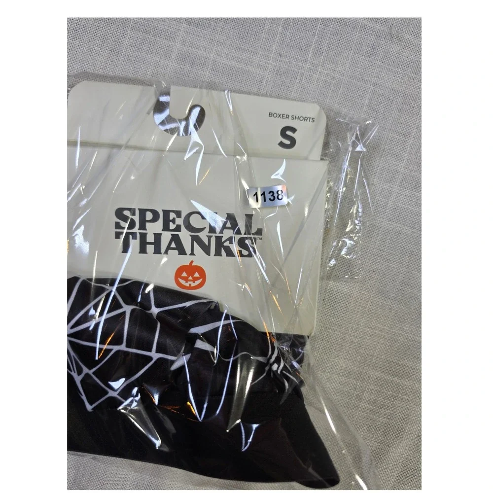 Special Thanks CultureFly Halloween Spider Web Boxer Shorts Black White Adult S
